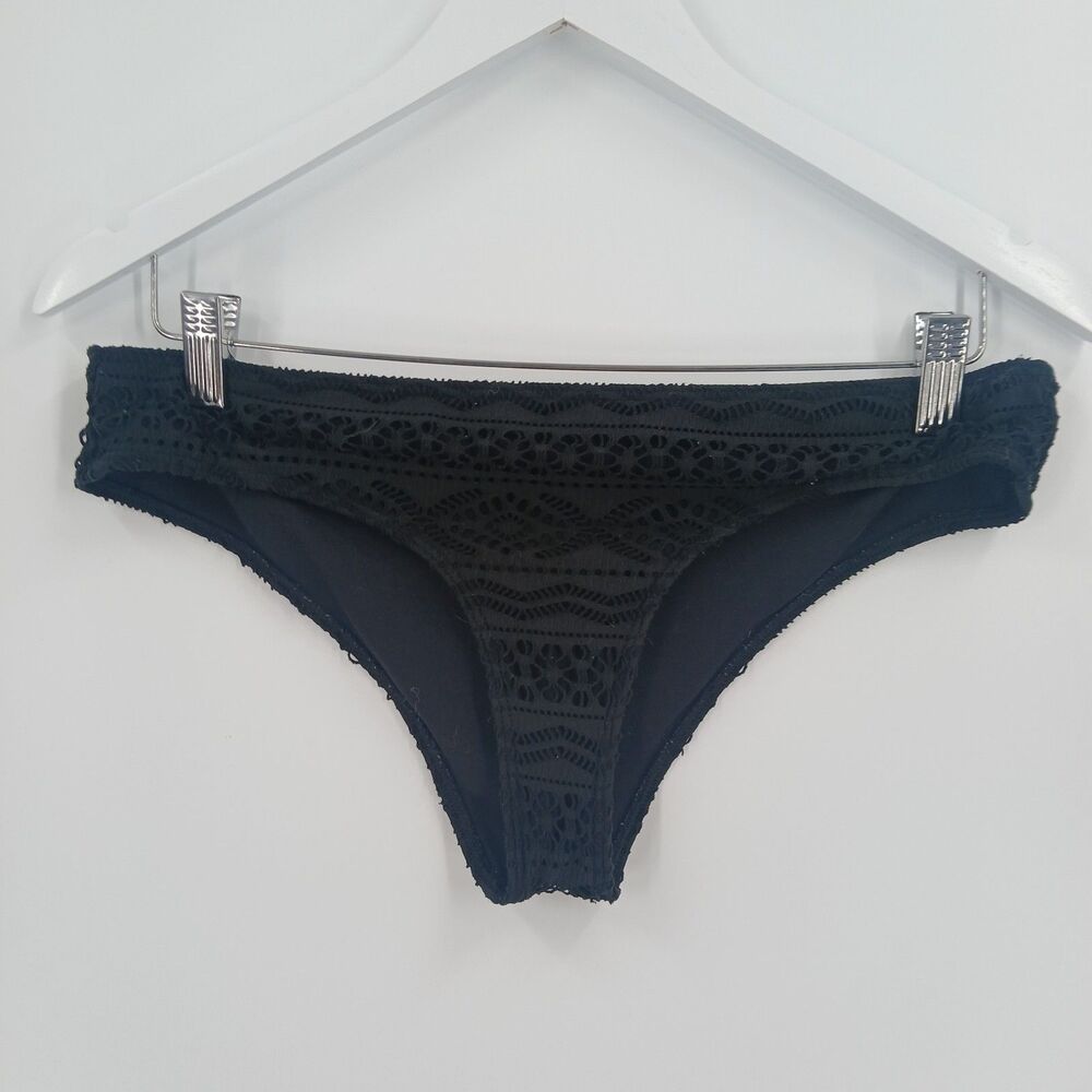 Hollister Womens Black Crochet Lace Cheeky Bikini Bottom Size Medium